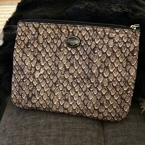 Coach Black and Tan Snakeskin Wristlet